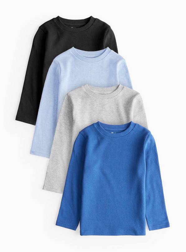 Blue Waffle Long Sleeve Tops 4 Pack 8 years